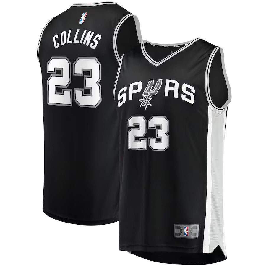 Men San Antonio Spurs #23 Zach Collins Fanatics Branded Black Fast Break Replica NBA Jersey